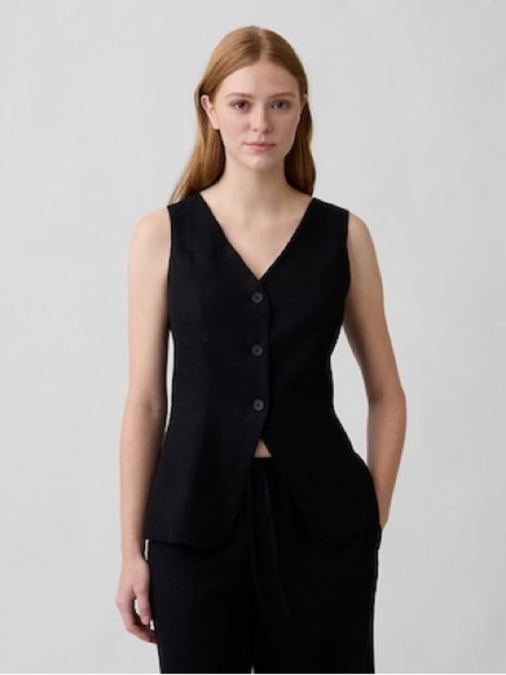 GAP Longline Linen-Blend Vest, size 4